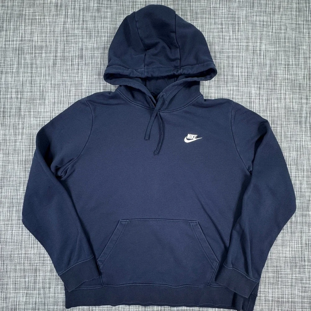 Nike Womens Sportswear Club Fleece Pullover Hoodie Navy Blue XL Athletic